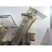 Hoppmann SS Stainless Surge Hopper Conveyor Wide Belt Elevating Prefeeder