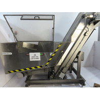 Hoppmann SS Stainless Surge Hopper Conveyor Wide Belt Elevating Prefeeder