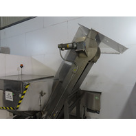 Hoppmann SS Stainless Surge Hopper Conveyor Wide Belt Elevating Prefeeder