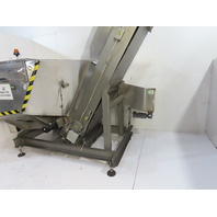 Hoppmann SS Stainless Surge Hopper Conveyor Wide Belt Elevating Prefeeder