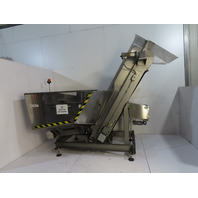 Hoppmann SS Stainless Surge Hopper Conveyor Wide Belt Elevating Prefeeder