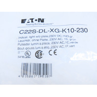 Eaton C22S-DL-XG-K10-230 Button Green Illuminated Black Bezel Momentary 230V