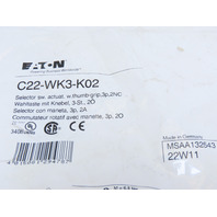 Eaton C22-WK3-K02 3 Position Momentary Rotary Selector Switch 2NC BLK&WHT