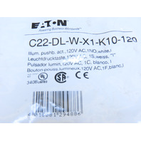 Eaton C22-DL-W-X1-K10-120 Compact Pushbutton Illuminated Momentary White 120V