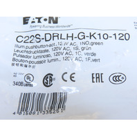 Eaton C22S-DLRH-G-K10-120 Pushbutton Illuminated Maintained Green 1NO 120V