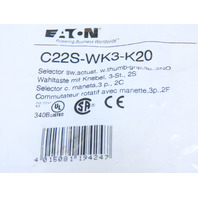 Eaton C22S-WK3-K20 3 Position Momentary Rotary Selector Switch 2NO BLK&WHT