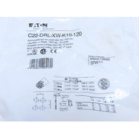 Eaton C22-DRL-XW-K10-120 Pushbutton Illuminated Maintained White No Lense