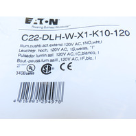 Eaton C22-DLH-W-X1-K10-120 Pushbutton Illuminated Momentary White X1 Etch Extend