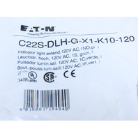 Eaton C22S-DLH-G-X1-K10-120 Pushbutton Illuminated Momentary Green X1 Etch Exten
