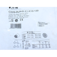 Eaton C22S-DLH-G-X1-K10-120 Pushbutton Illuminated Momentary Green X1 Etch Exten
