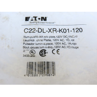Eaton C22-DL-XR-K01-120 Pushbutton Illuminated Momentary Red No Lense