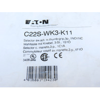 Eaton C22S-WK3-K11 3 Position Momentary Rotary Selector Switch 1NO/1NC BLK&WHT