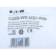 Eaton C22S-WS-MS1-K20 Pushbutton 2 Position MS1 Key Operated Switch Momentry K20