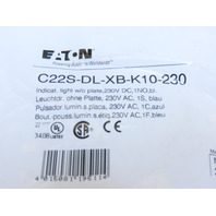 Eaton C22S-DL-XB-K10-230 Pushbutton Illuminated Momentary Blue No Lense