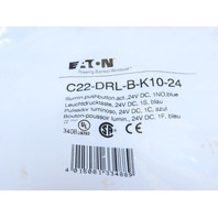 Eaton C22-DRL-B-K10-24 Pushbutton Illuminated Maintained Blue Button 1NO