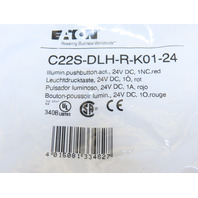 Eaton C22S-DLH-R-K01-24 Pushbutton Illuminated Momentary Red Button Extended 1NC