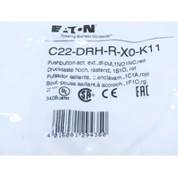 Eaton C22-DRH-R-X0-K11 Pushbutton Non-Illuminated Maintained Red X0 Etch 1NO 1NC
