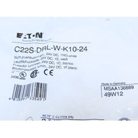 Eaton C22S-DRL-W-K10-24 Pushbutton Illuminated Maintained White Flush 1NO