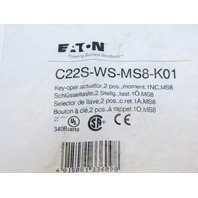 Eaton C22S-WS-MS8-K01 Pushbutton 2 Position MS8 Key Operated Switch Momentry K01
