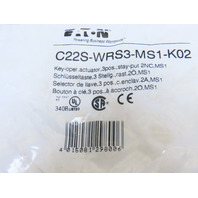 Eaton C22S-WRS3-MS1-K02 3 Position Rotary Key MS1 Switch Maintained 2NC