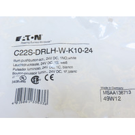 Eaton C22S-DRLH-W-K10-24 Compct Pushbutton Illuminated Maintain White Extend 1N0