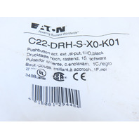 Eaton C22-DRH-S-X0-K01 Pushbutton Non-Illuminated Maintained Black X0 Etch 1NO