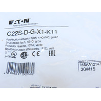 Eaton C22S-D-G-X1-K11 Pushbutton Non-illuminated Momentary Green Flush X1 Etch