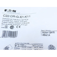 Eaton C22-DR-G-X1-K11 Pushbutton Non-Illuminated Maintained Flush Green X1 Etch