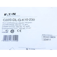 Eaton C22S-DL-G-K10-230 Pushbutton Illuminated Momentary Green 1NO