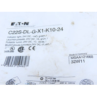 Eaton C22S-DL-G-X1-K10-24 Pushbutton Illuminated Momentary Green 1NO X1 Etch