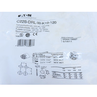Eaton C22S-DRL-W-K10-120 Pushbutton Illuminated Maintained White Lense 120V 1NO