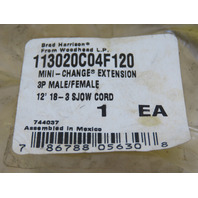 Woodhead 113020C04F120 Mini-Change Extension 3P Male/Female 12' 18-3 SJOW Cord