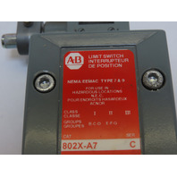 Allen Bradley 802X-A7 Z-21379 Limit Switch For Hazardous Locaions Roller Arm