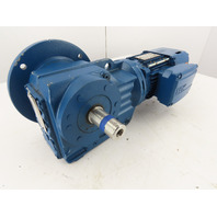 SEW-EURODRIVE 3/4 HP 2.4-14RPM Right Angle Gear Motor Invertor Duty VPWM W/Brake