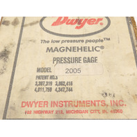 Dwyer #2005 Magnehelic Pressure Gauge 0-5 inches of Water
