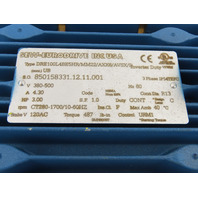 3HP 6.3-38.36 RPM 44.32:1 Ratio Gear Motor W/Brake Inverter VFD MM22D-503-00