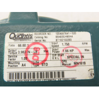 Baldor 1.5 HP Invertor Duty Gear Motor 26.43 RPM 66.60:1 Hollow Shaft Quantis
