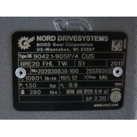 Nord 8.9RPM 195:1Ratio 1.5Hp Heli-Bev Right-Angle Invt Duty Gear Motor w/ Brake