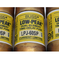 Buss LPJ-60SP LPJ60SP Lot of 3 Time Delay Fuses 60A 600VAC/300VDC max