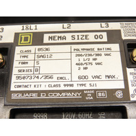 Square D 8536SAG12 Nema Size 00 Motor Starter 2 Hp W/Enclosure 120V Coil
