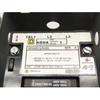Square D 8536SCG3H20 Nema Size 1 Motor Starter W/Enclosure 10Hp 480V Coil