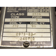 Square D 8536 D0-1 8536D01 Motor Starter 110v Coil 440-600 volts max