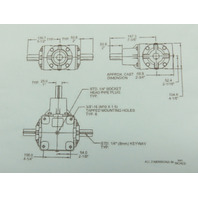 Curtis 214 Right Angle Type F Bevel Gearbox 1:1 Ratio 1" Dia x 2" long Shafts