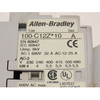 100-C12Z*10 AB Ser A Contactor 24V DC Coil w/ 100-F Aux Contact Block 24VDC Coil