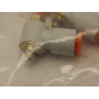 (Lot of 6) SMC KQ2L08-00 PUSH TO CONNECT 90deg ELBOW 10/32thrd  1/4" TUBE