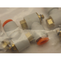 (Lot of 6) SMC KQ2L08-00 PUSH TO CONNECT 90deg ELBOW 10/32thrd  1/4" TUBE