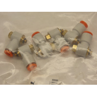 (Lot of 6) SMC KQ2L08-00 PUSH TO CONNECT 90deg ELBOW 10/32thrd  1/4" TUBE