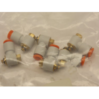 (Lot of 6) SMC KQ2L08-00 PUSH TO CONNECT 90deg ELBOW 10/32thrd  1/4" TUBE