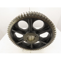 19-1/4"O.D.  3-3/4"W 63 Tooth 120LB Cast Iron Spoked Industrial Bevel Spur Gear