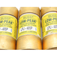 Buss LPJ-40SP LPJ40SP Lot of 3 Time Delay Fuses 40A